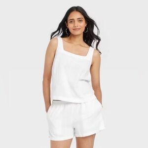 a new day White Linen Blend Tank Top | Women’s Small